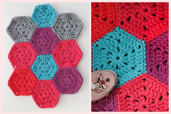 Chunky Hexie Crochet Rug Pattern