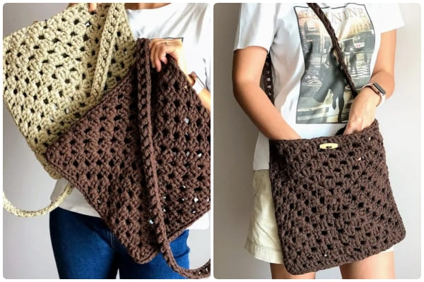 Granny Square crochet bag free pattern