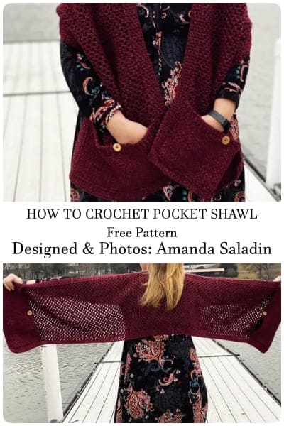 how to crochet pocket shawl pattern free