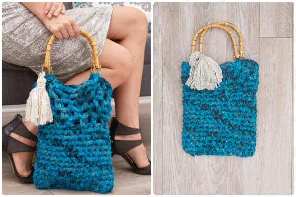 red heart tassel crochet handbag free pattern