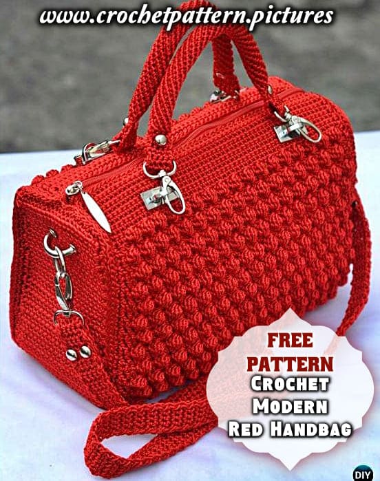 red crochet handbag