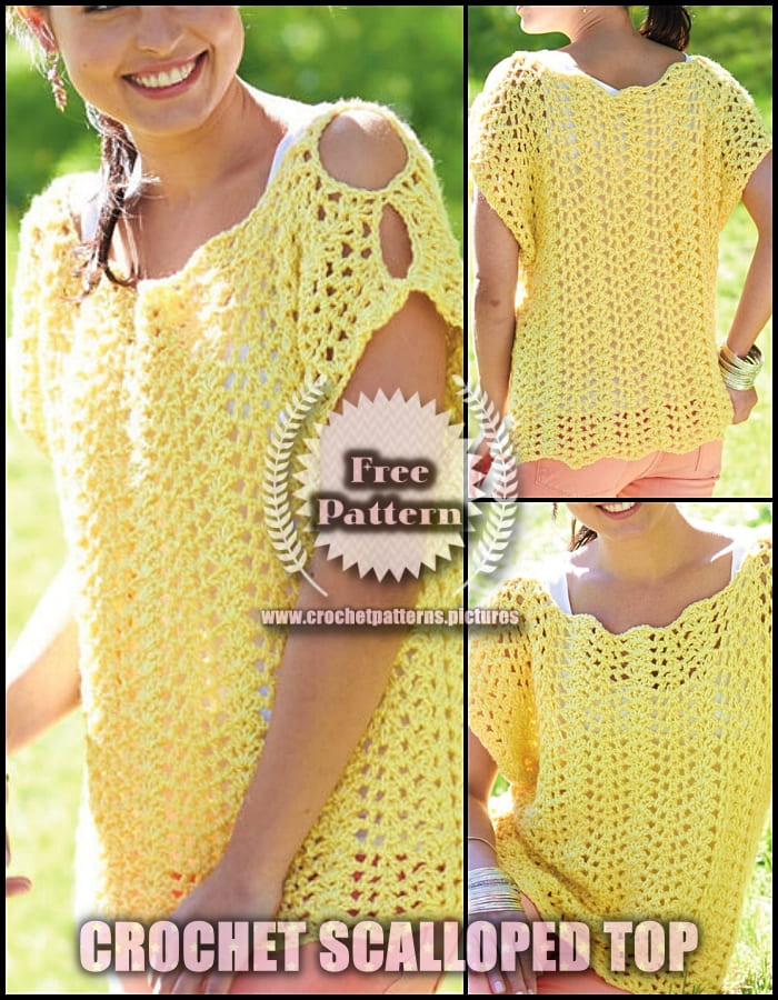 2021 crochet scalloped top free pattern