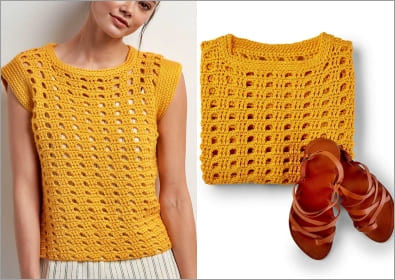 2021 yellow crochet top free pattern