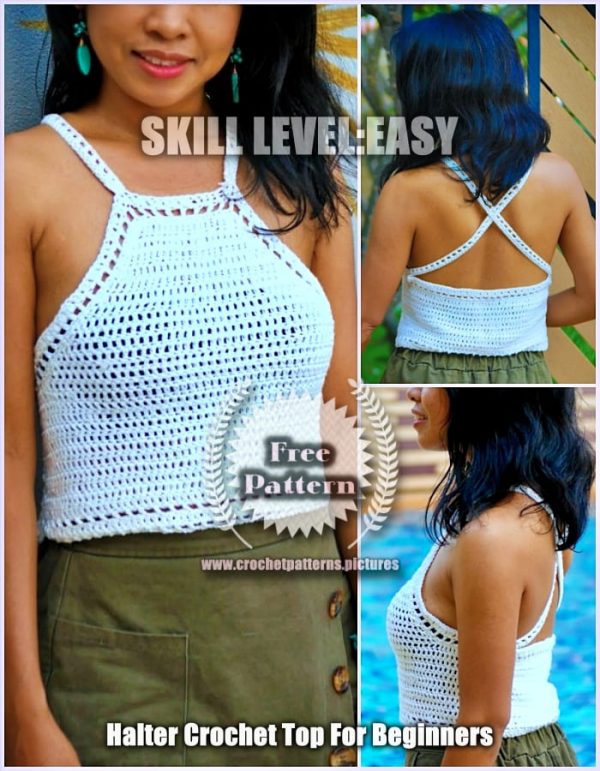 White Halter Crochet Top for Beginners | Free Pattern | Free Crochet ...