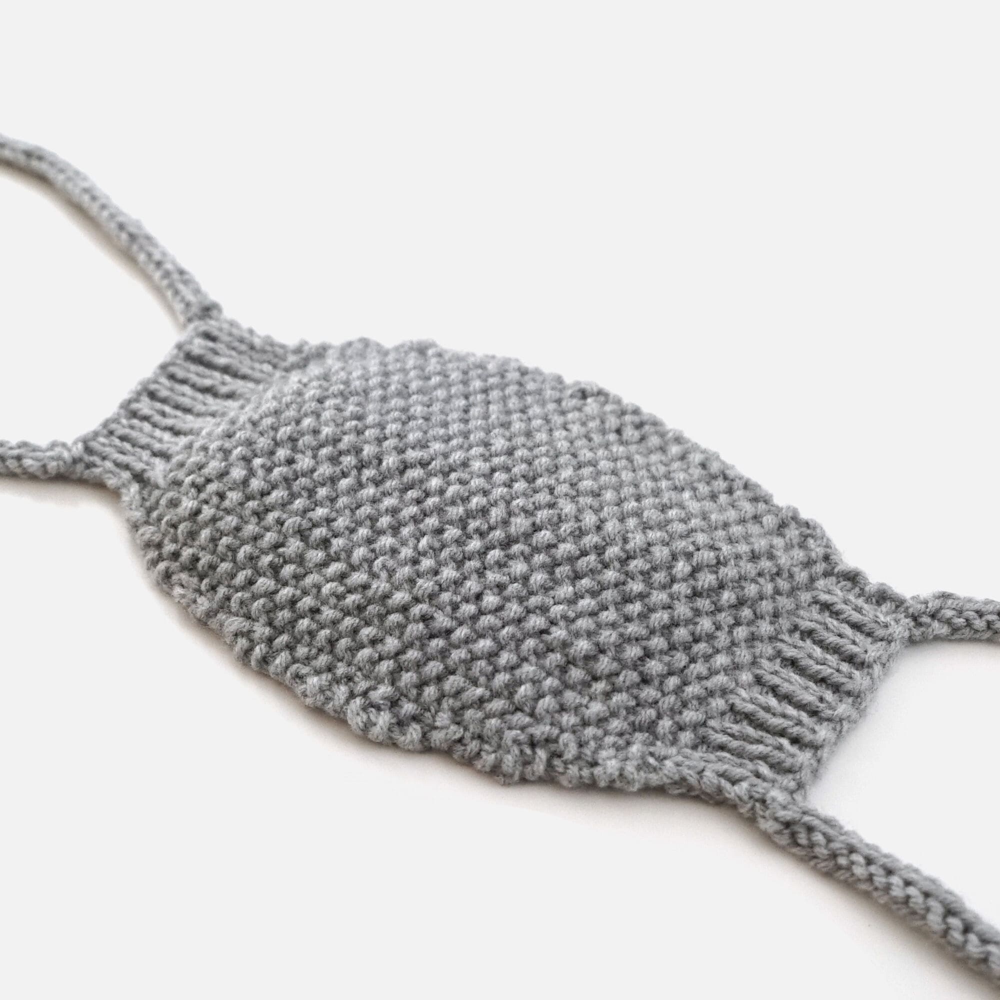 gray crochet mask
