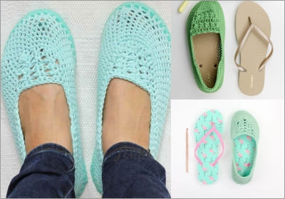crochet flip flop slippers