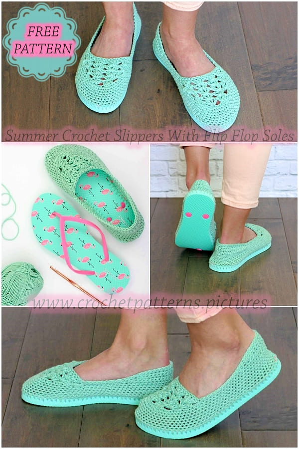 Lightweight Crochet Slippers with Flip Flop Soles – Free Pattern and Video