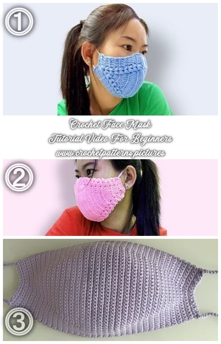 3 crochet face mask different patterns