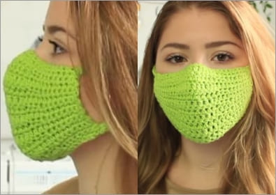 green crochet face mask very easy free pattern