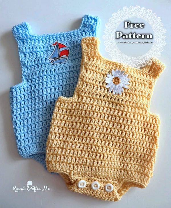 2 Crochet Baby Romper Skill Level Easy Free Patterns Free Crochet