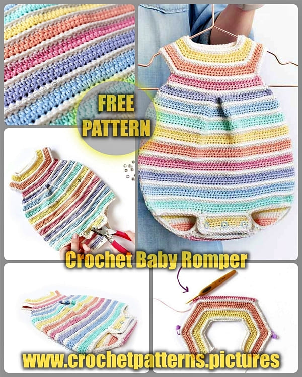 rainbow crochet baby romper free pattern for beginners tutorial