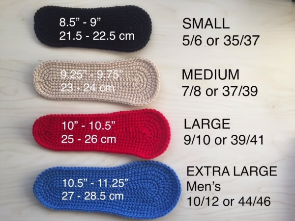 crochet converse sizes