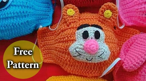 crochet winnie the poohs tiger face mask free pattern for kids and for beginners video tutorial