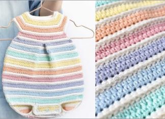 rainbow crochet baby romper