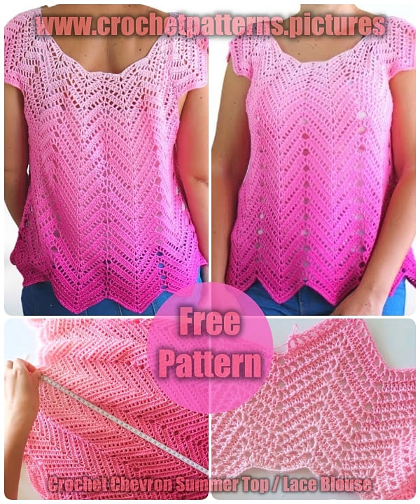 crochet summer top free pattern, crochet chevron, crochet Lace Blouse, crochet free pattern