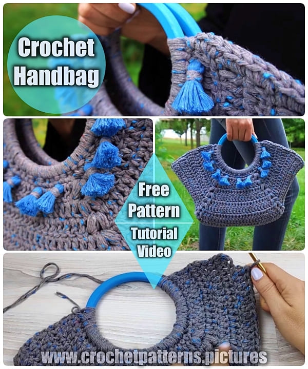 crochet handbag, crochet bag free pattern, crochet bag tutorial video, crochet bag for beginners
