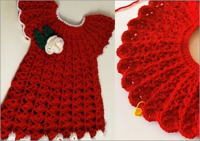 crochet red baby dress free pattern