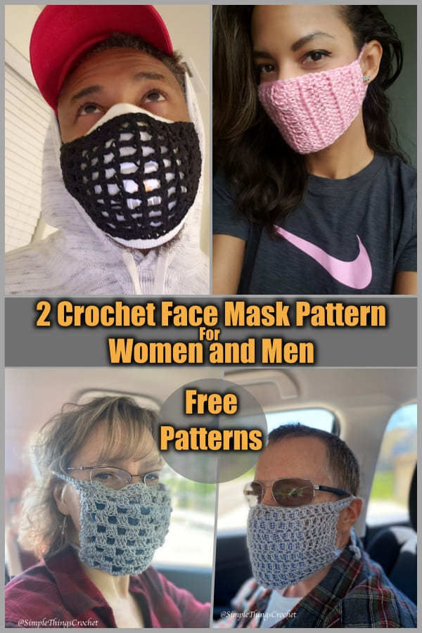 2 crochet face masks free pattern for man and woman